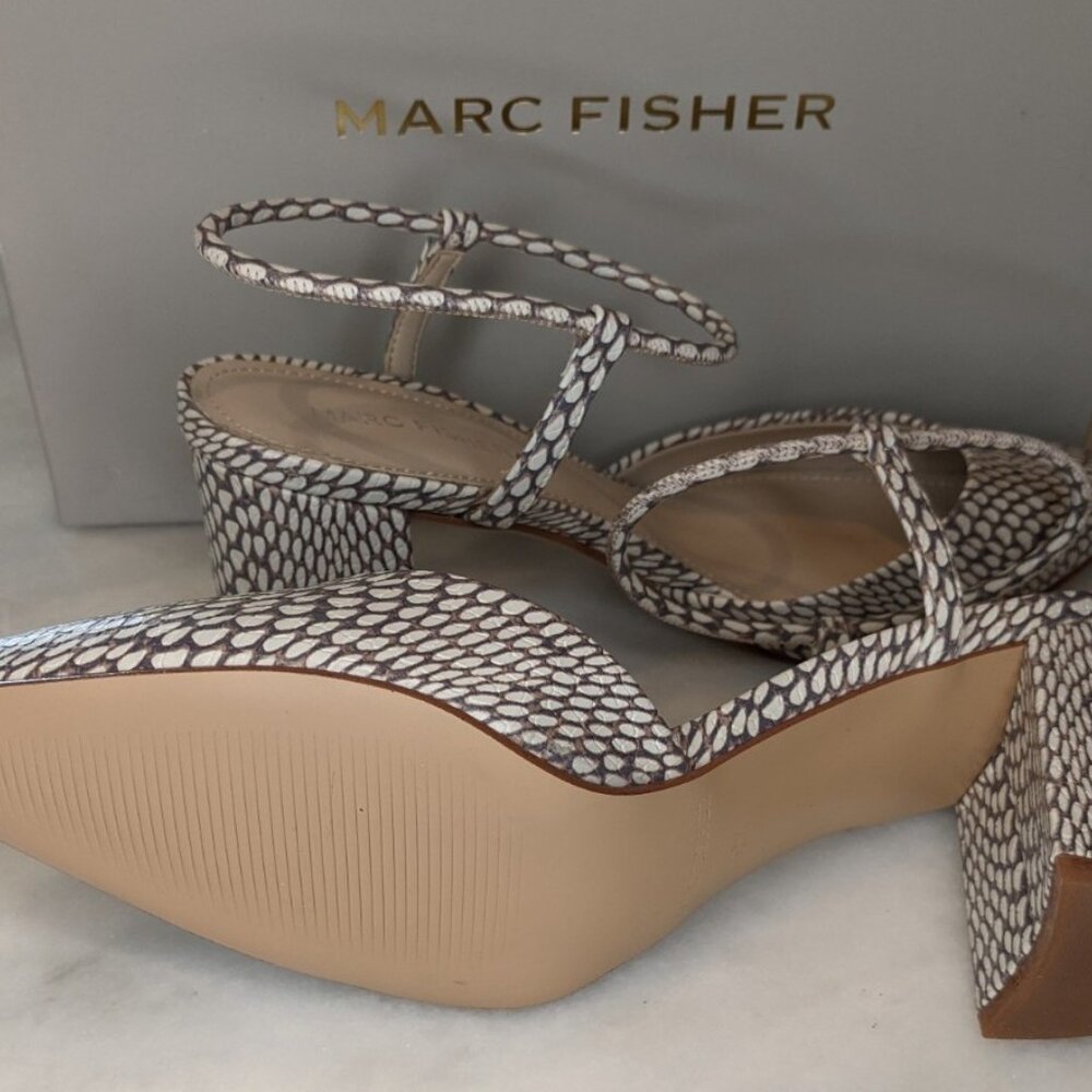 Callo Snakeskin Slingback Block Heel Pumps - Picture 4 of 6